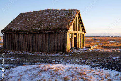 Viking movie prop village near Hofn in Iceland photo