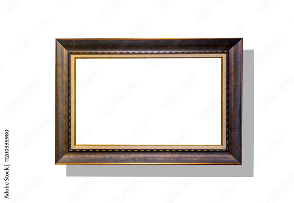 horizontal wooden picture or painting frame and white background horizontal wooden picture or painting frame and white background