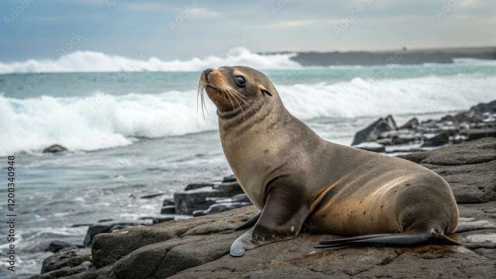 Obraz premium Exploring seal behavior at the ocean shoreline a photographic journey into marine life