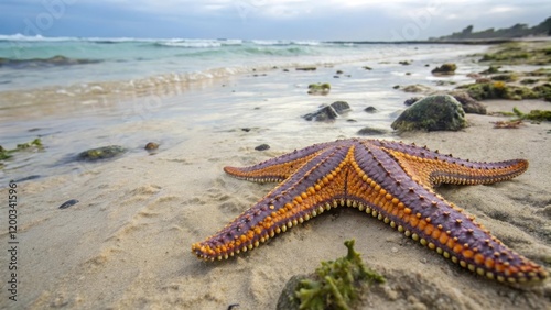 Starfish encounter on the beach coastal environment nature photography serene ocean view