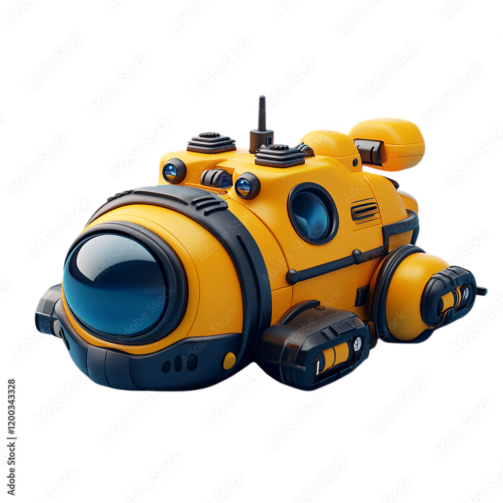 Fototapeta premium Awesome Yellow Submarine 3D Render