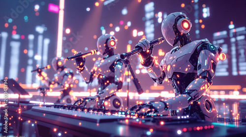 AI-Powered Robotic Musicians Performing with Futuristic Instruments 