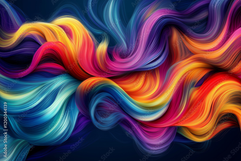 Vibrant Abstract Hair: A Symphony of Color and Flowing Movement art wave style fluid lines image Vibrant Abstract Hair: A Symphony of Color and Flowing Movement art wave style fluid lines image