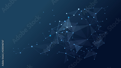 Abstract quantum global data network background, wireframe connected dots and triangle polygonal for worldwide business and internet technology vector illustration concept, internet of things