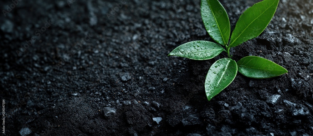 Naklejka premium Young sprout growing from dark soil. (1)