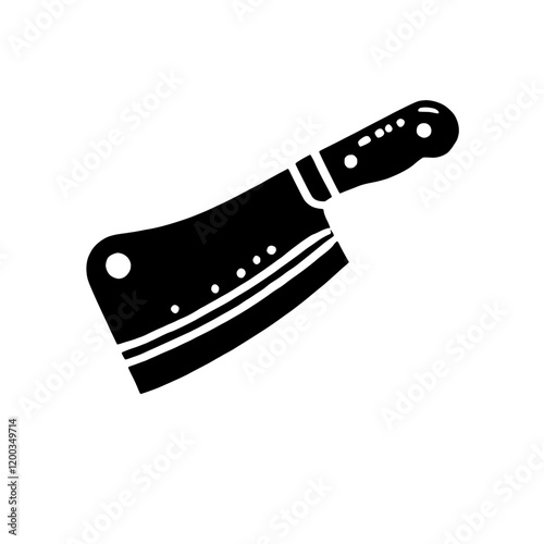 Cleaver Icon:  A bold black silhouette of a cleaver with a rounded blade and a sturdy handle, emphasizing the power and functionality of this essential kitchen tool.