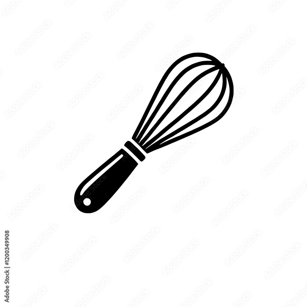 Whisk Icon: A simple, yet elegant black silhouette of a kitchen whisk, perfect for culinary-themed designs and applications. Whisk Icon: A simple, yet elegant black silhouette of a kitchen whisk, perfect for culinary-themed designs and applications.