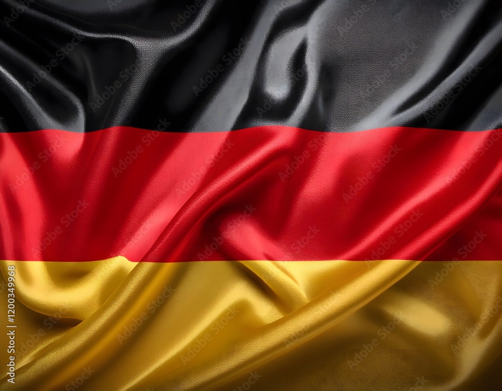 Fototapeta premium Vibrant Germany flag waving with luxurious satin texture - Patriotic and cultural symbol