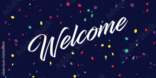 Cursive Typographic Template Design of Welcome. Creative Calligraphy of Welcome Word. photo