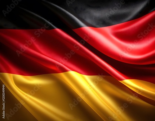 Vibrant Germany flag waving with luxurious satin texture - Patriotic and cultural symbol