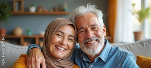 Happy mature couple at home photo