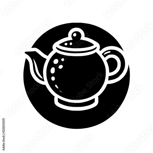 Classic Teapot Silhouette: A timeless and elegant silhouette of a teapot, perfectly captured in a minimalist black and white illustration. The design is simple yet striking.