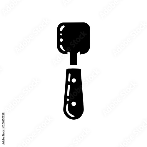 Putty Knife Icon: A minimalist black and white illustration of a putty knife, a versatile tool used in various applications. Perfect for DIY, construction, or home improvement projects. 