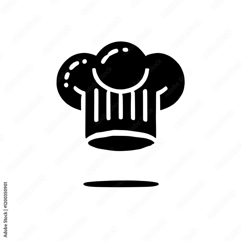 Chef Hat Icon: A simple, yet striking, black and white vector illustration of a chef's hat. Perfect for use in culinary-themed designs, menus, websites, and apps. Chef Hat Icon: A simple, yet striking, black and white vector illustration of a chef's hat. Perfect for use in culinary-themed designs, menus, websites, and apps.