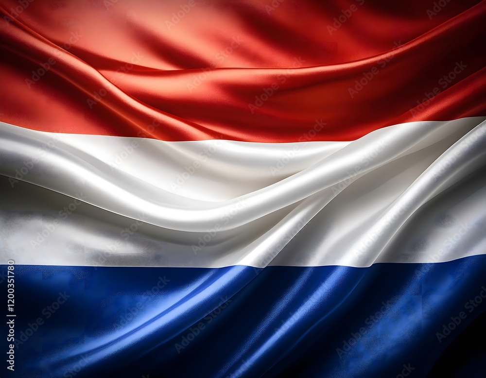 Fototapeta premium Vibrant Netherlands flag waving with luxurious satin texture - Patriotic and cultural symbol