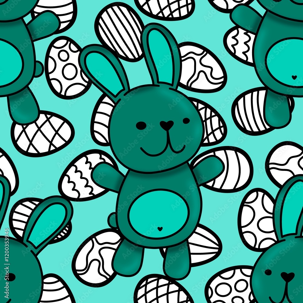 Spring animals seamless rabbit and easter eggs pattern for wrapping paper Spring animals seamless rabbit and easter eggs pattern for wrapping paper