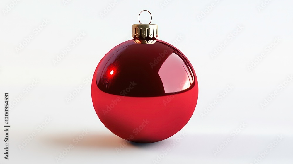 3D red Christmas ornament ball with a glossy surface and gold cap. Perfect for enhancing holiday decor and adding a pop of color to Christmas themes. 3D red Christmas ornament ball with a glossy surface and gold cap. Perfect for enhancing holiday decor and adding a pop of color to Christmas themes.