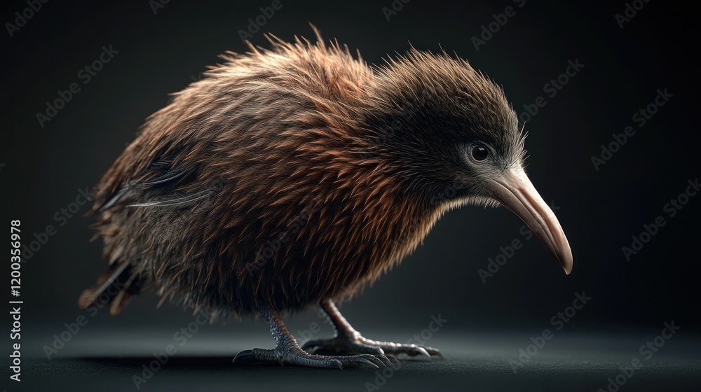 Obraz premium Adorable fluffy kiwi bird chick.