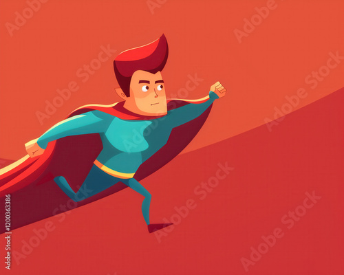 Wallpaper Mural Cartoon Superhero Illustration with Flying Pose on Red Background for Comic Book Design Torontodigital.ca