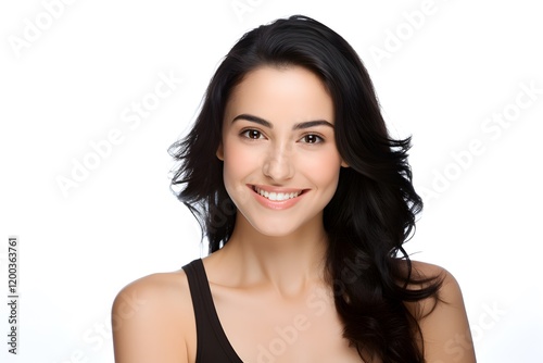 Portrait Of A Beautiful, Smiling Woman With Black Hair