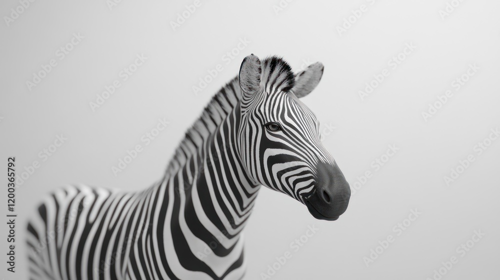 Close-up of a zebra against a white background. Close-up of a zebra against a white background.