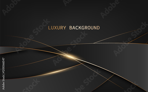 Modern elegant minimalist and luxurious abstract design with golden lines on a black background. Vector illustration