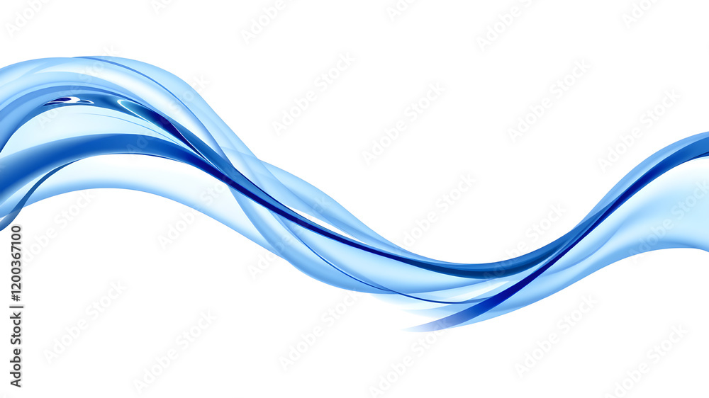Naklejka premium Blue liquid flow on white background. Generative AI