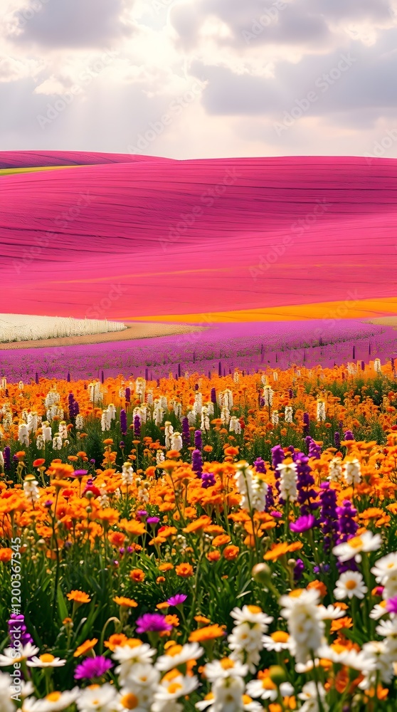 Naklejka premium Blossoming Fields in a Modern Future Aesthetic