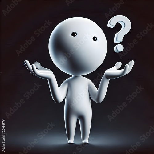 3D character looking for an answer.