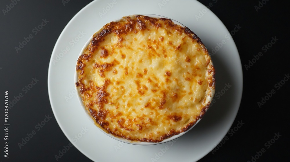 Gratin dauphinois its golden cheesy crust neatly plated for a perfect overhead shot Gratin dauphinois its golden cheesy crust neatly plated for a perfect overhead shot