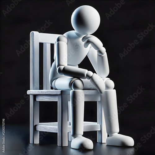 3d render of a man sitting on a chair