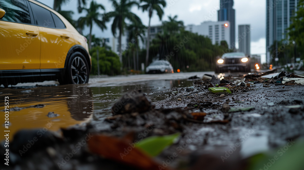 Flooded Street in Florida During a Hurricane Flooded Street in Florida During a Hurricane