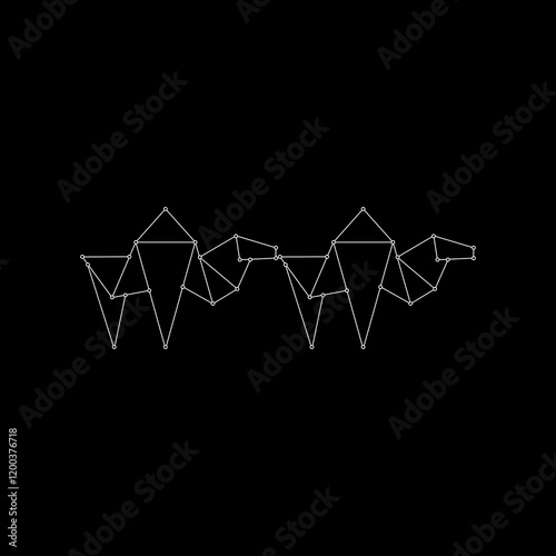 Pair Camel Polygonal Lines, can use for Logo, Pictogram, Animal Figure, Website, Apps, or Graphic Design Element. Vector Illustration