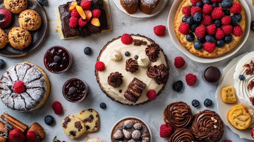 Variety of sweet treats and baked goods Variety of sweet treats and baked goods