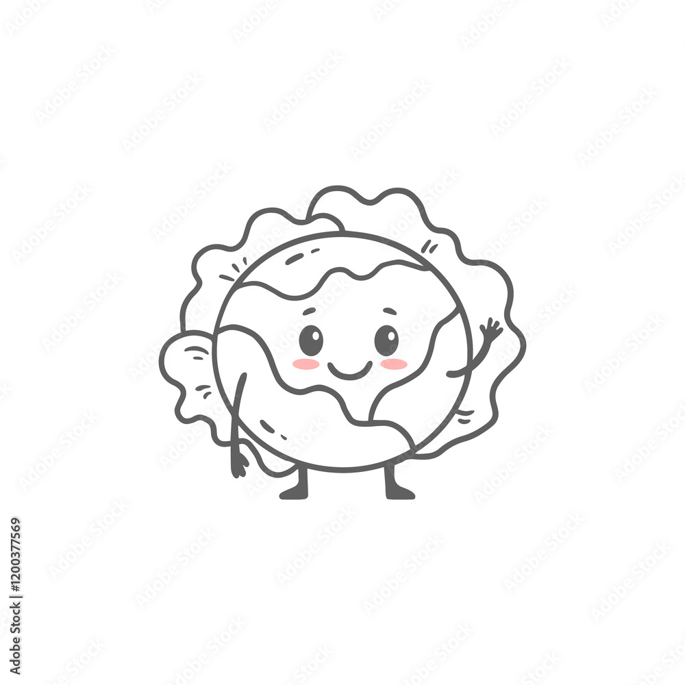 Cartoon cabbage. Cute character vegetable isolated on white background. Doodle style. Cartoon cabbage. Cute character vegetable isolated on white background. Doodle style.