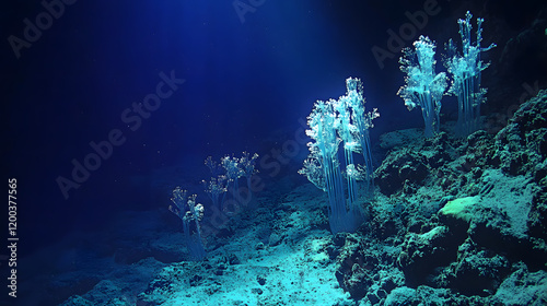 Glowing Marine Organisms in Deep-Sea Environments with Bioluminescence photo