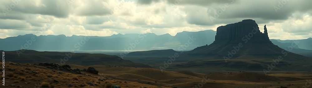 Stunning landscape view of rock formations under a cloudy sky in desert terrain Stunning landscape view of rock formations under a cloudy sky in desert terrain