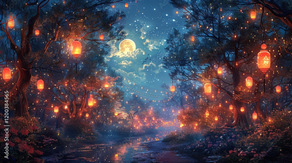 _Beautiful_magical_fantasy_background_with_lanterns _Beautiful_magical_fantasy_background_with_lanterns