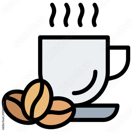 Coffee Outline Color Icon