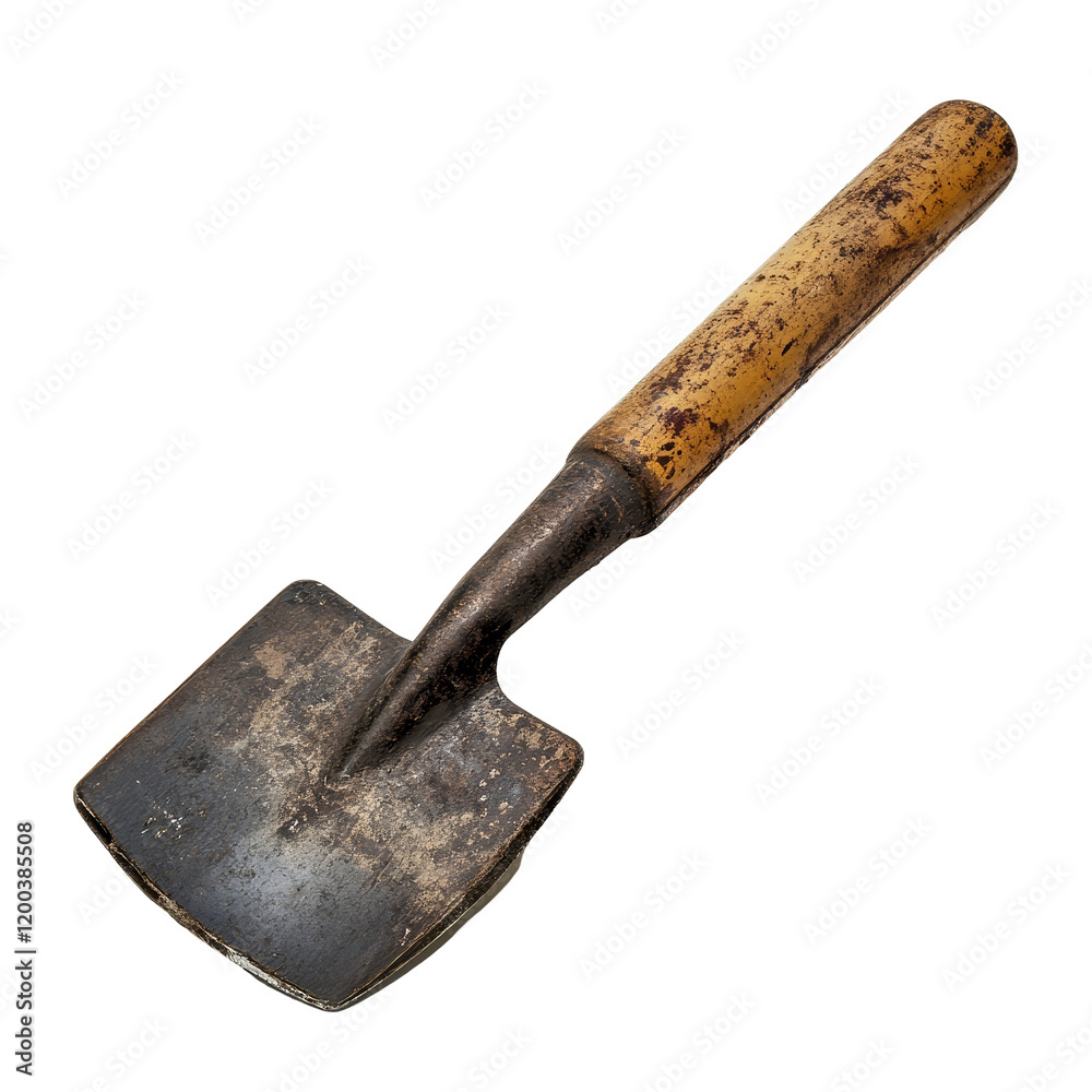 Old trowel with wooden handle isolated on a transparent background showcasing wear and tear over time, old trowel isolated on transparent backgroundfile Old trowel with wooden handle isolated on a transparent background showcasing wear and tear over time, old trowel isolated on transparent backgroundfile
