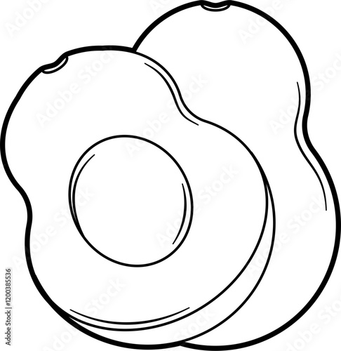 Whole and halved avocado coloring outline vector