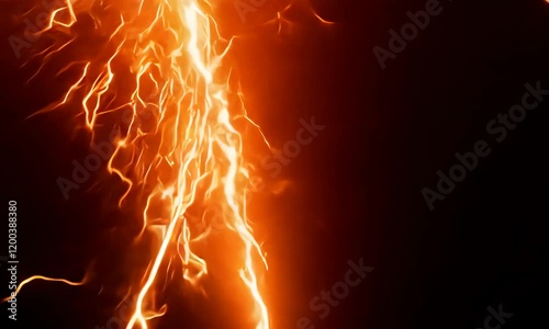 Abstract Orange Energy Lightning Background with black copy space, renewable energy concept