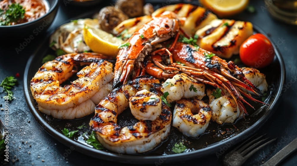 Grilled Seafood Platter with Lemon and Herbs Grilled Seafood Platter with Lemon and Herbs