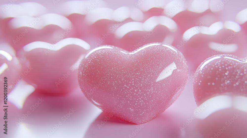 Obraz premium A whimsical display of pink and white hearts floats gently, capturing the essence of love and warmth this Valentine's Day.