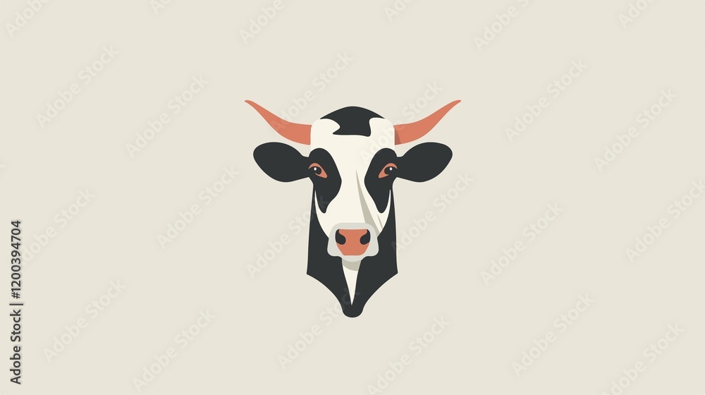 Fototapeta premium Flat Design Cow Face Icon Vector Illustration