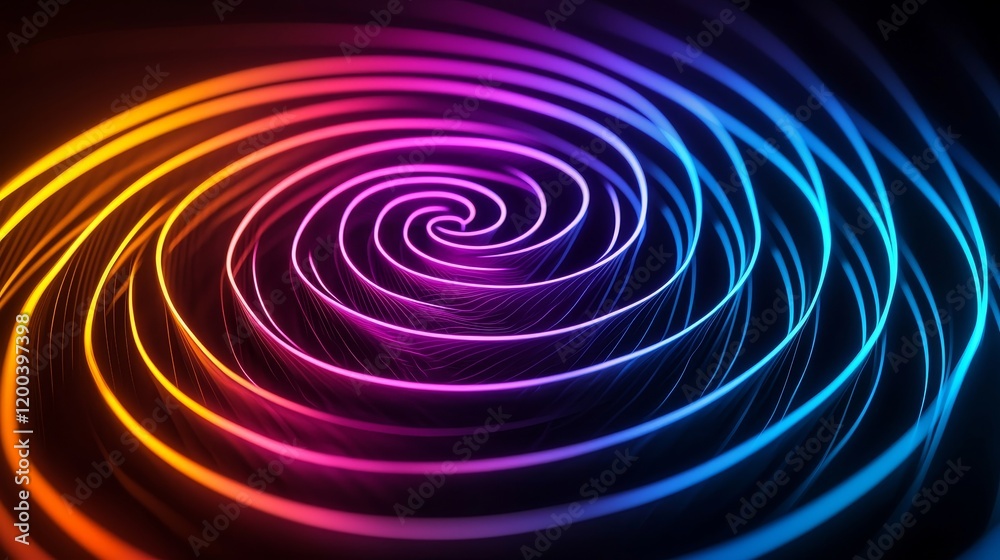 Abstract neon light swirls in vivid colors, creating a circular windmill effect for dynamic and futuristic designs Abstract neon light swirls in vivid colors, creating a circular windmill effect for dynamic and futuristic designs