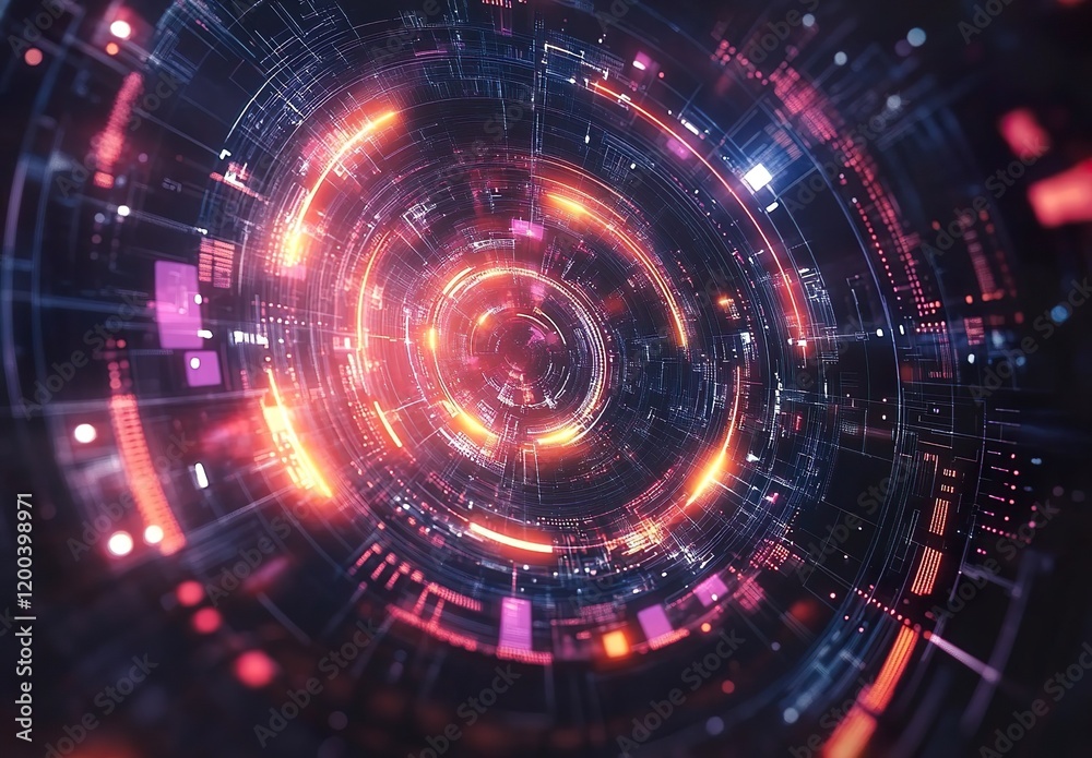 Fototapeta premium 2d illustration Abstract futuristic electronic circuit