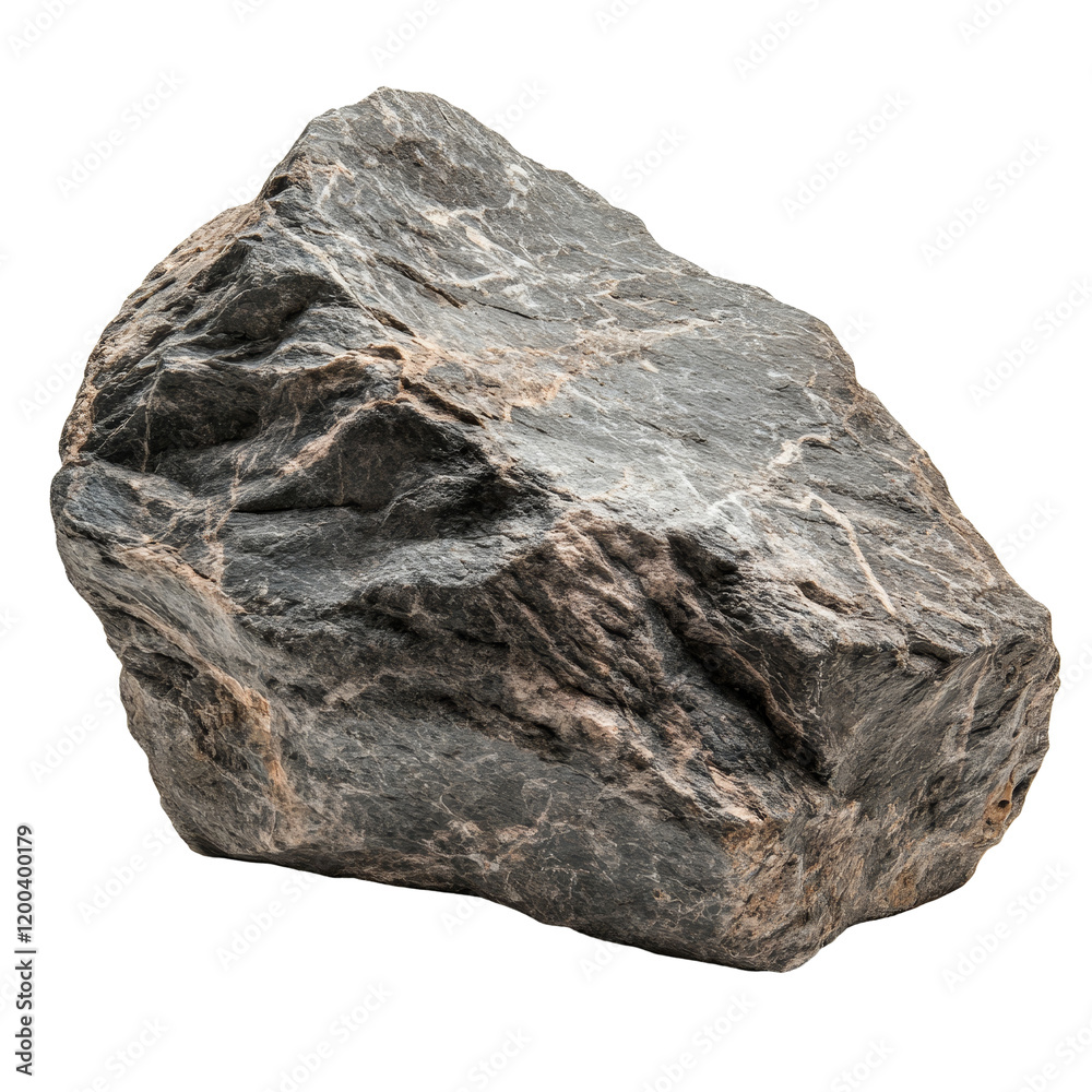 Isolated boulder rock on a transparent background, showcasing natural texture and structure in transparent color, boulder rock isolated on transparent background cutout