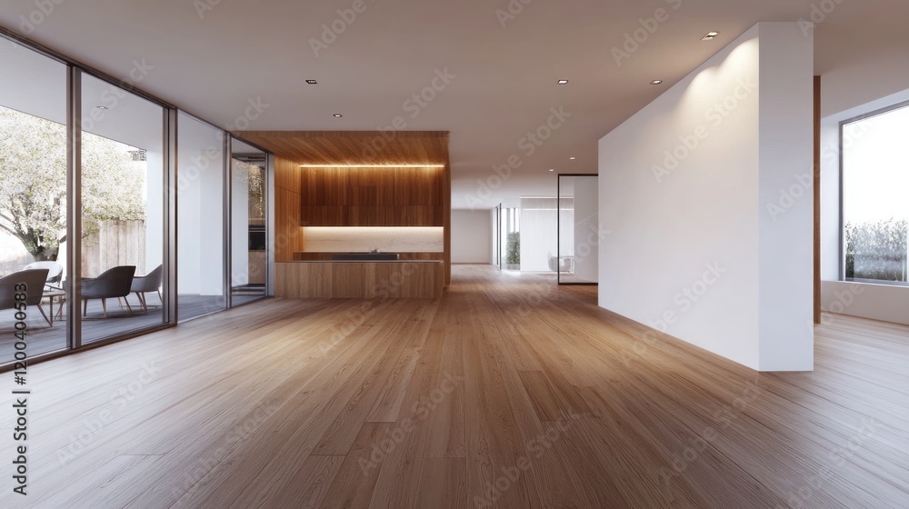 Fototapeta premium Modern Minimalist Open Plan House Interior Design