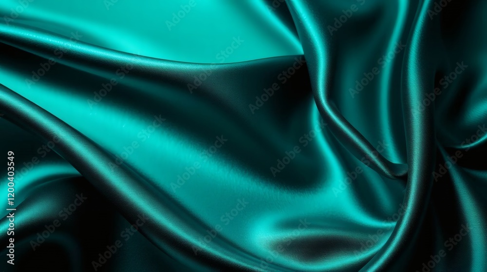 Obraz premium Green waves effect silk background.